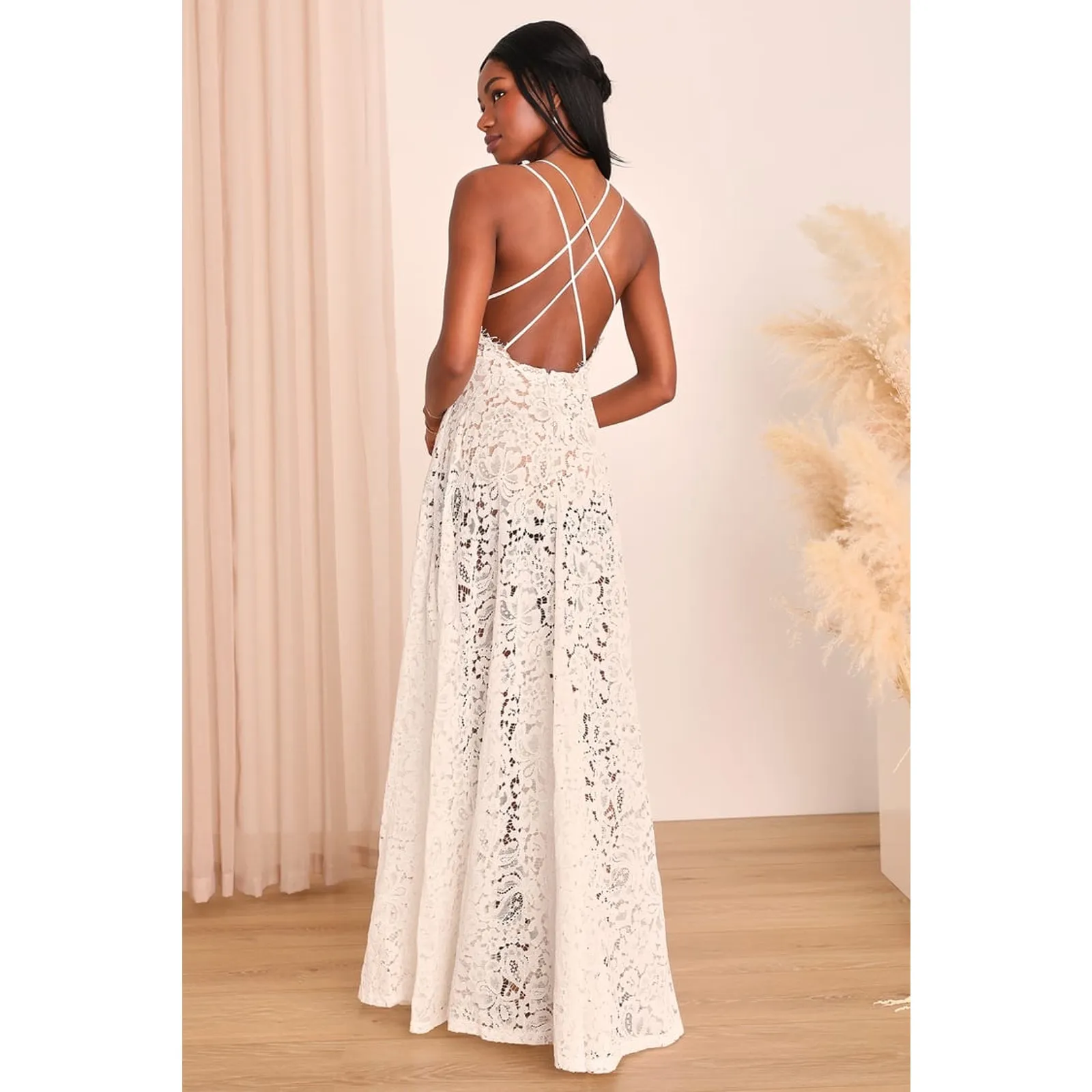 NWOT Lulus Love of Details White Lace Maxi Dress Bridal Gown Bride Wedding XS - Image 2