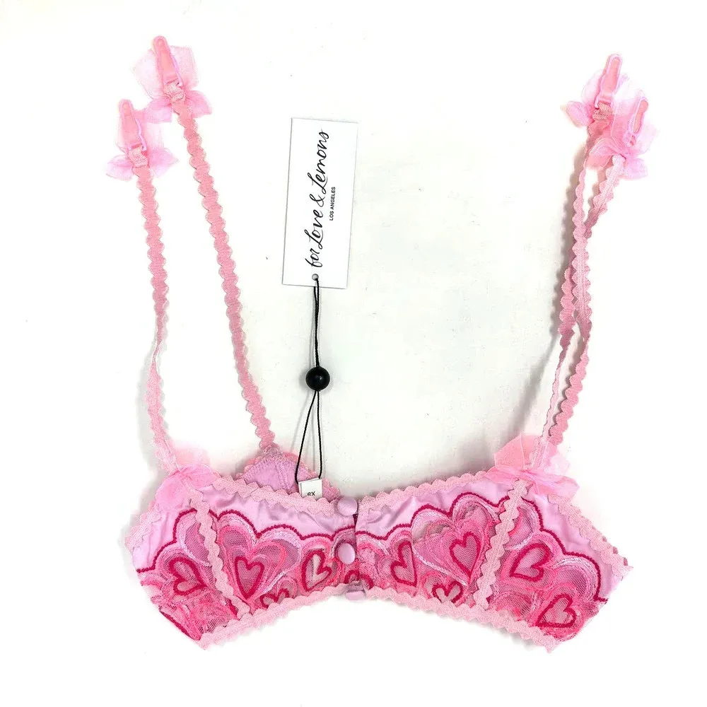 For Love & Lemons Retro Heart Garter Pink Size‎ XS - Image 4