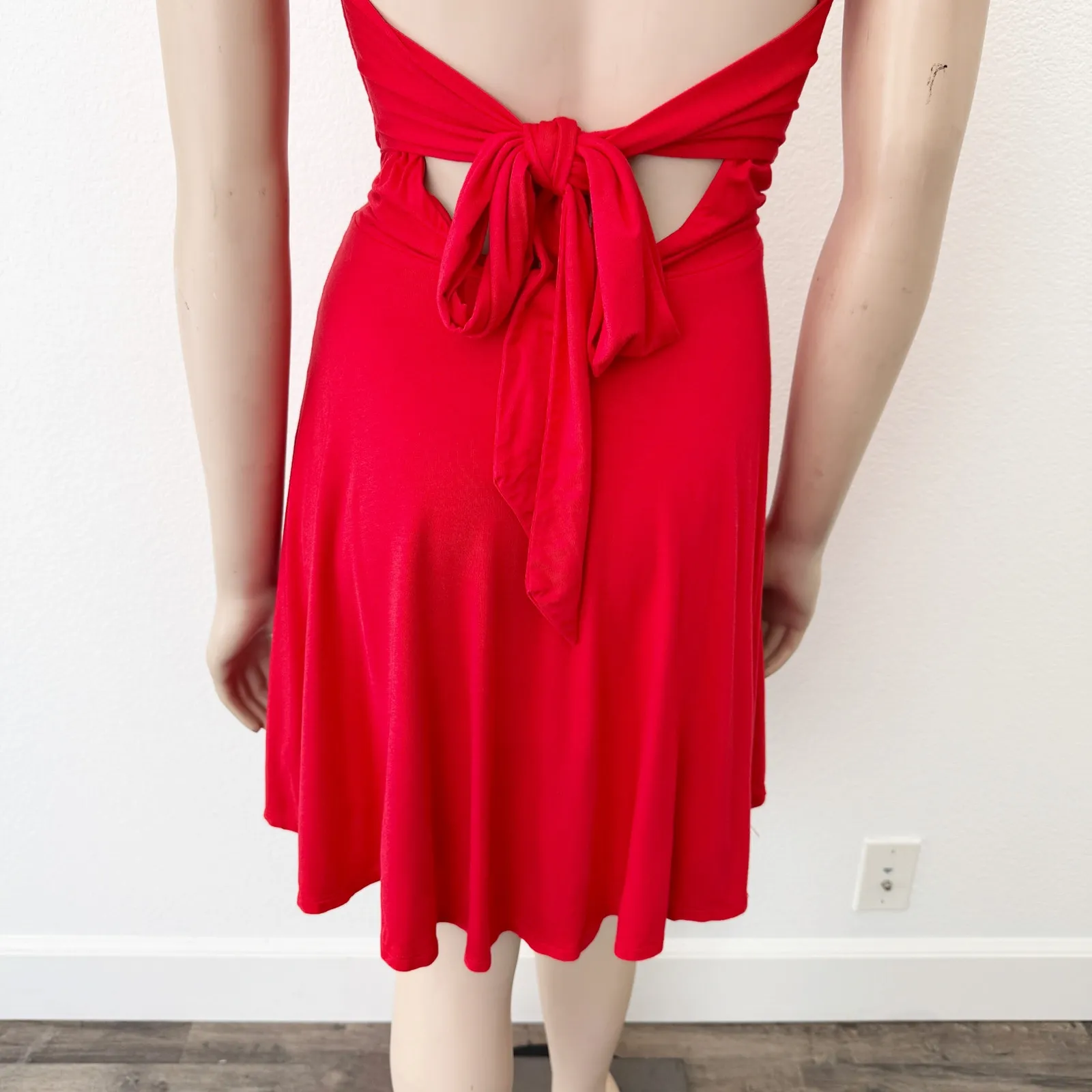 [Lovers + Friends] Red Ken Mini Dress Tie Back Fit & Flare Scoop Neck Sz Medium - Image 7