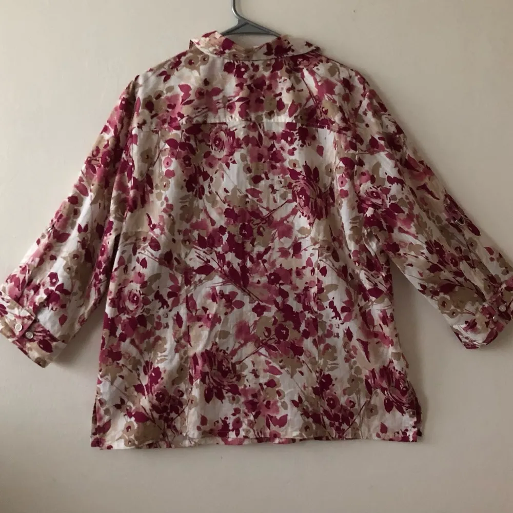 KAREN SCOTT Womens Buttoned Down Shirt 3/4 Sleeves 100% Cotton Tunic Style - Image 12