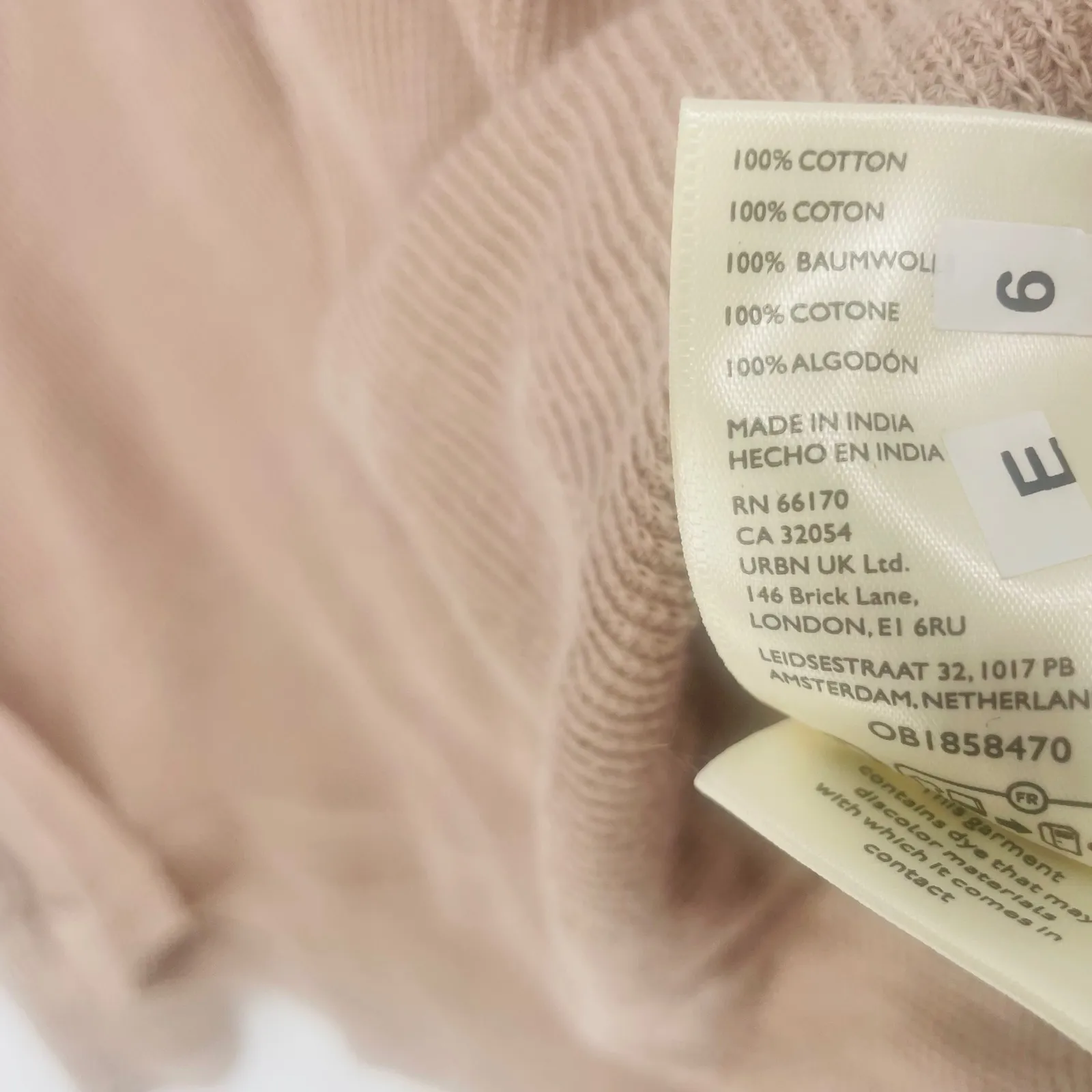 We The Free Thermal V Neck Long Sleeve Top Tan Henley Waffle Knit Size S - Image 6