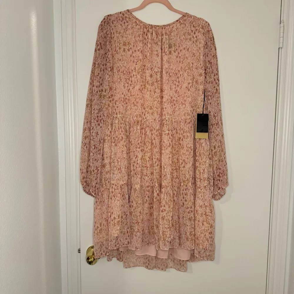 NWT Halogen Abstract Print Long Sleeve Tiered Dress in Ballet Slipper Size XXL - Image 3