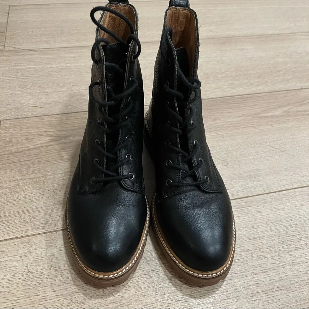 Madewell Women’s Clair Lace Up Boot Black Leather Combat Size 5.5 - Image 4