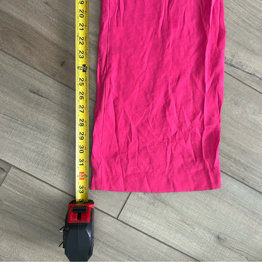 Zara High Rise Pleated Front Wide Leg Ribbed Modal Hot Pink Fuchsia Pants XS - Image 10