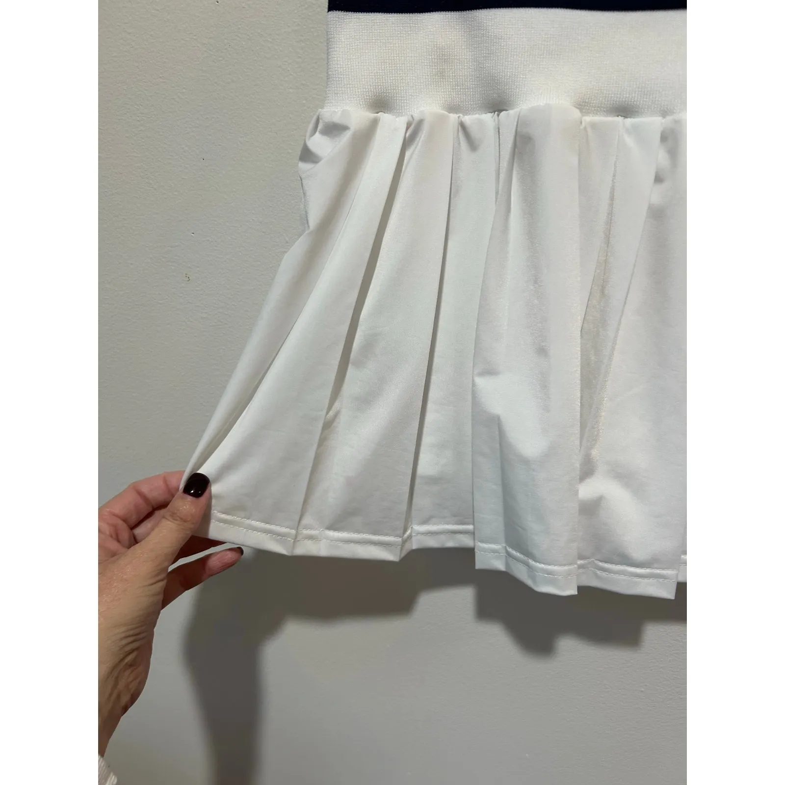Jolie & Joy skirt skort size L white pleated wide elastic waistband small spot Size L - Image 7