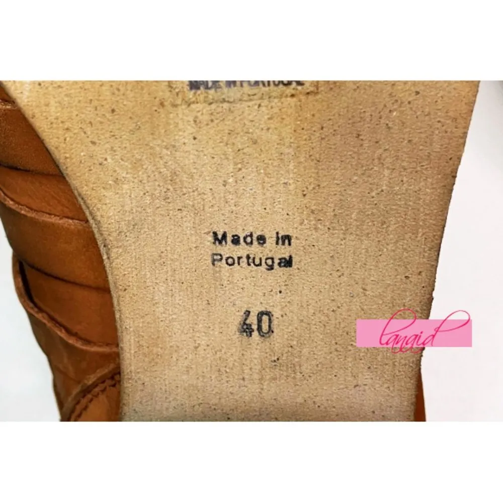 NEW  Hybrid Heel Boots Terracotta Tan Destroyed Leather Ankle Booties - Image 11