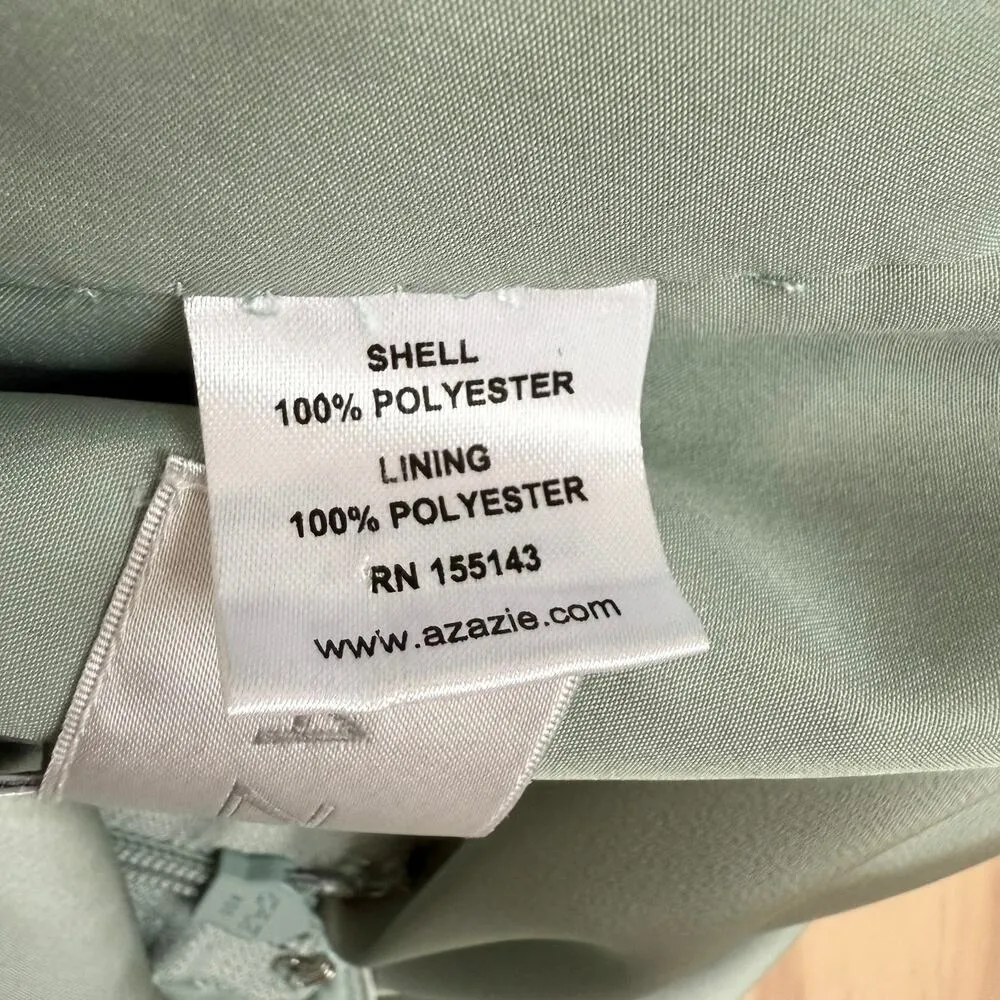 Azazie Calissa Mist A-Line V-Neck Pleated Stretch Satin Dress Bridesmaid Gown A0 - Image 13