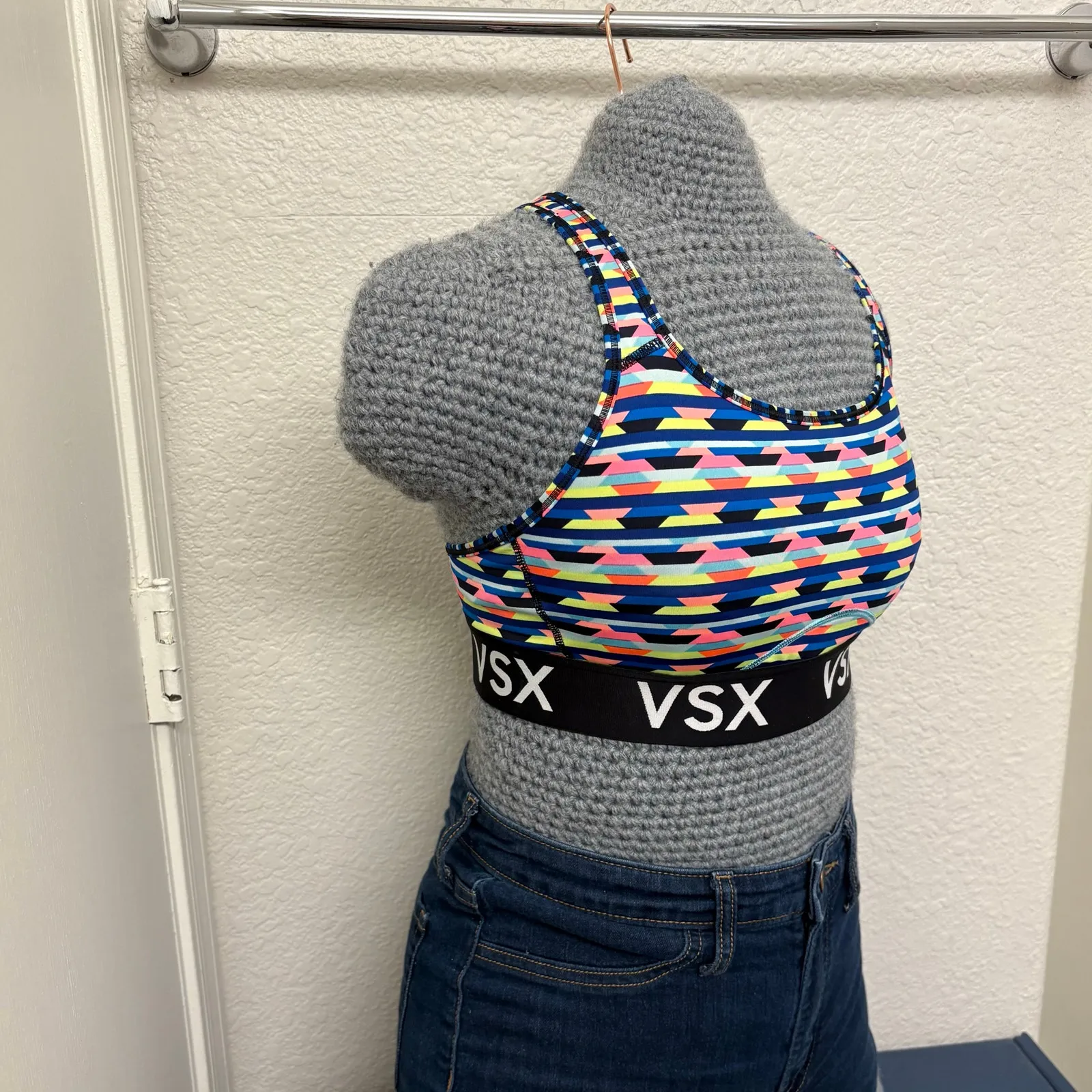 VSX Sport Multicolored Racerback 2 Layer No Padding Sports Bra L - Image 3