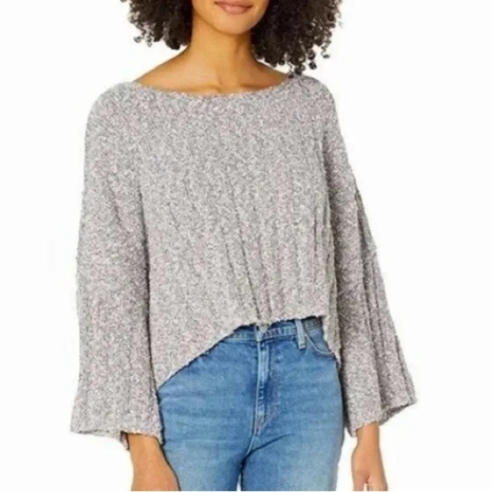Free People Good Day Cropped Pullover Sweater. Blue/white Size Large - Image 3