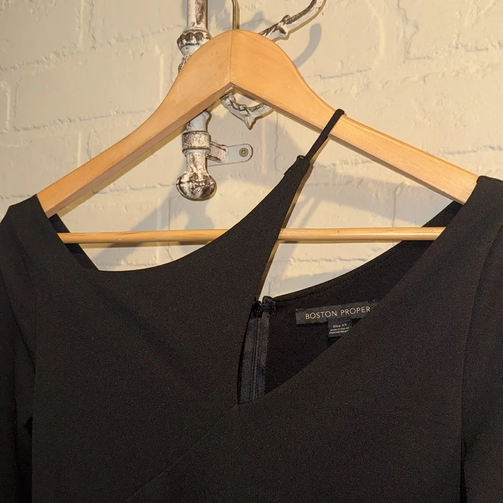 Boston Proper dress asymmetrical Shoulder Black 3/4 length sleeve NEW XS - Image 2