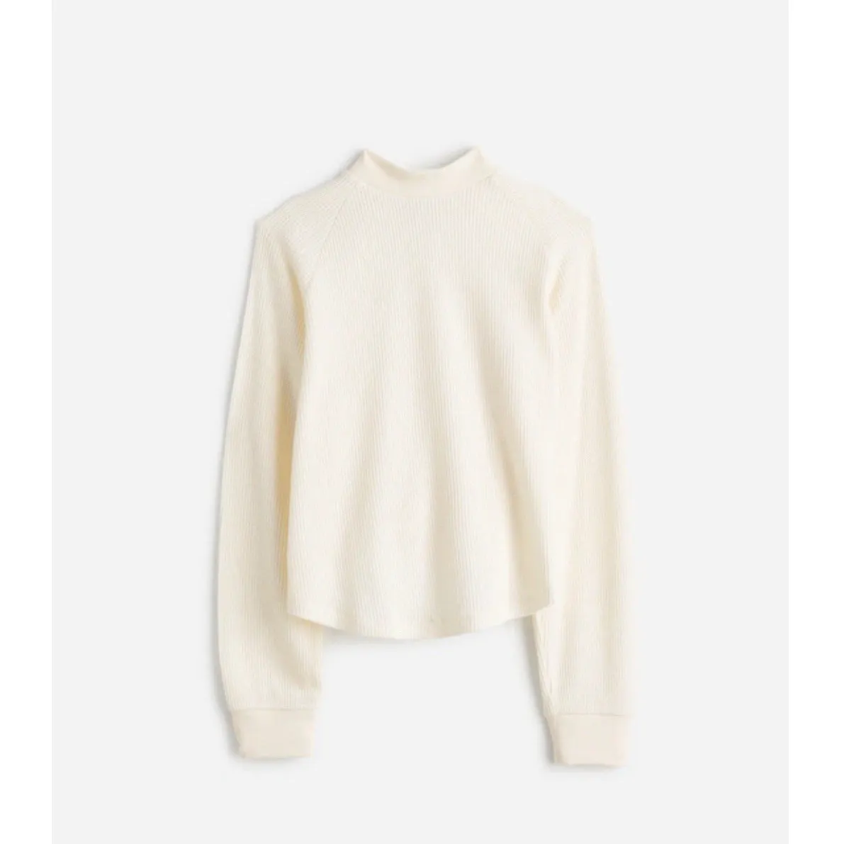 Madewell Waffle-Knit Long-Sleeve Crewneck Size XS Off White Cream - Image 2