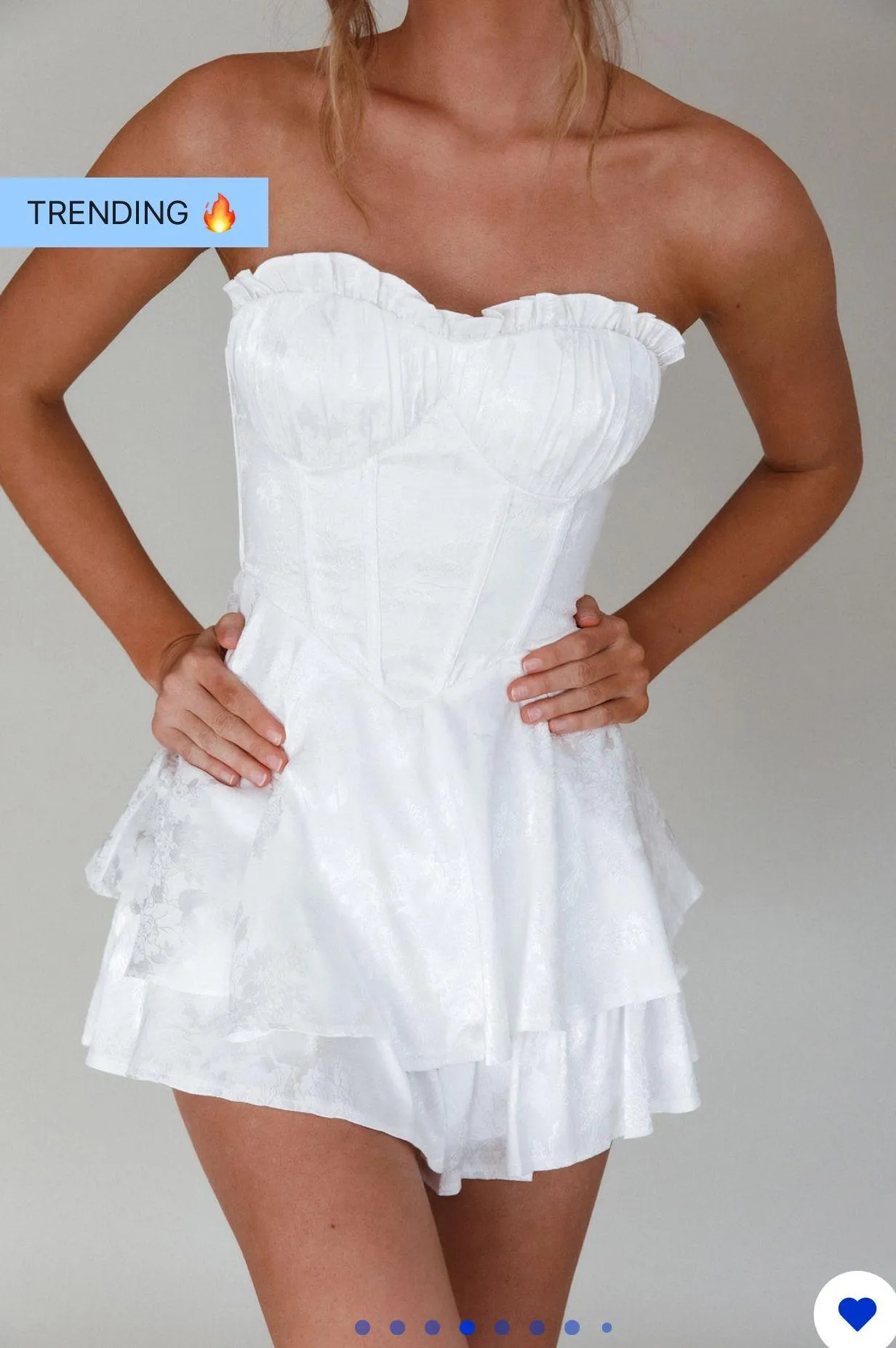 White Satin Strapless Romper  - Image 2