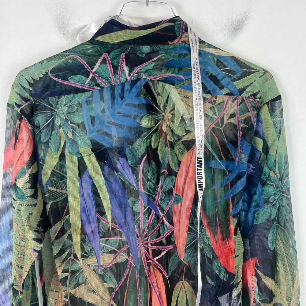 NWT Mistress Rocks Militant Tropical Shirt Top Long Sleeves Buttondown Size XS - Image 13