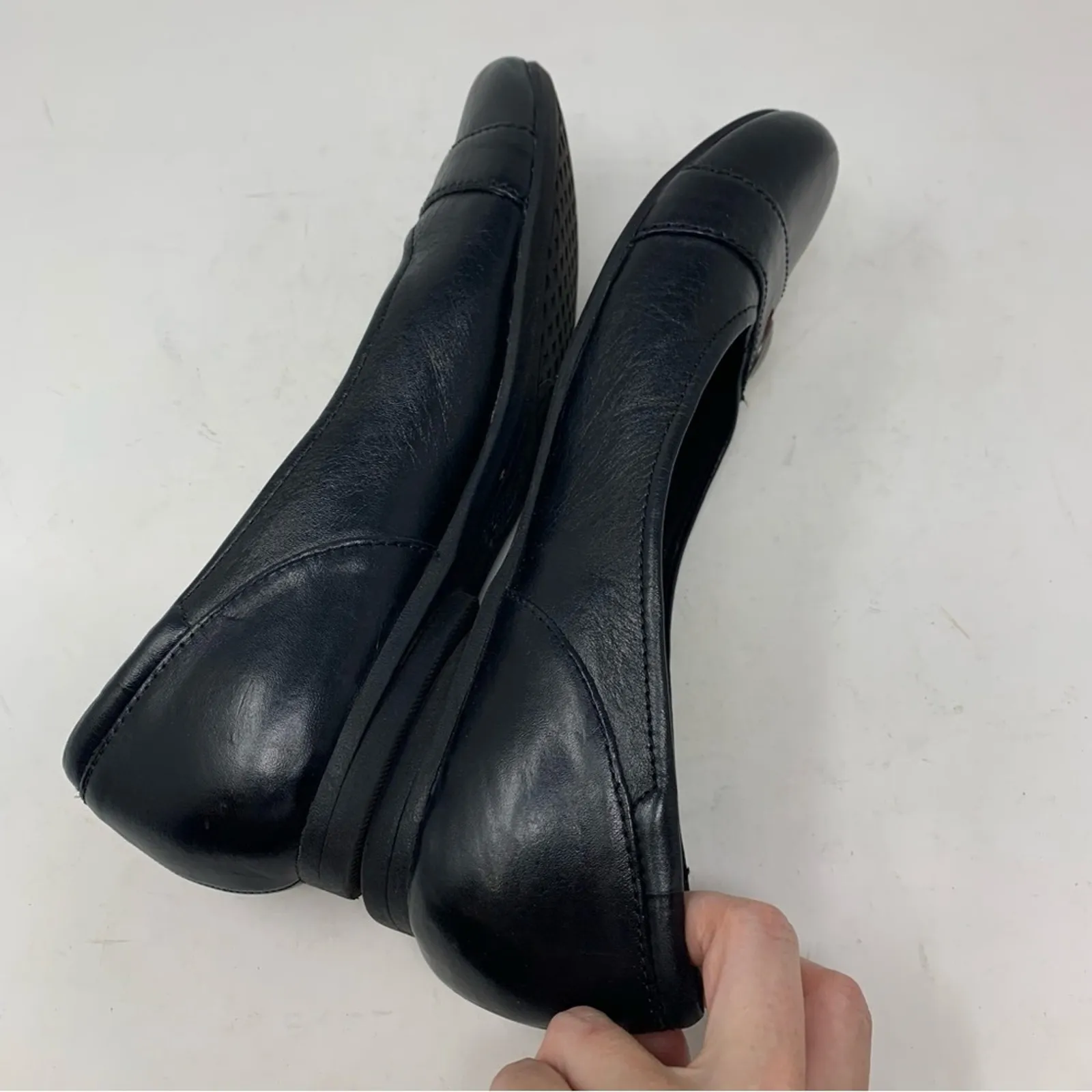 Rockport Cobb Hill Emma 10 N Black Leather Flats Classic Comfort Shoe - Image 5