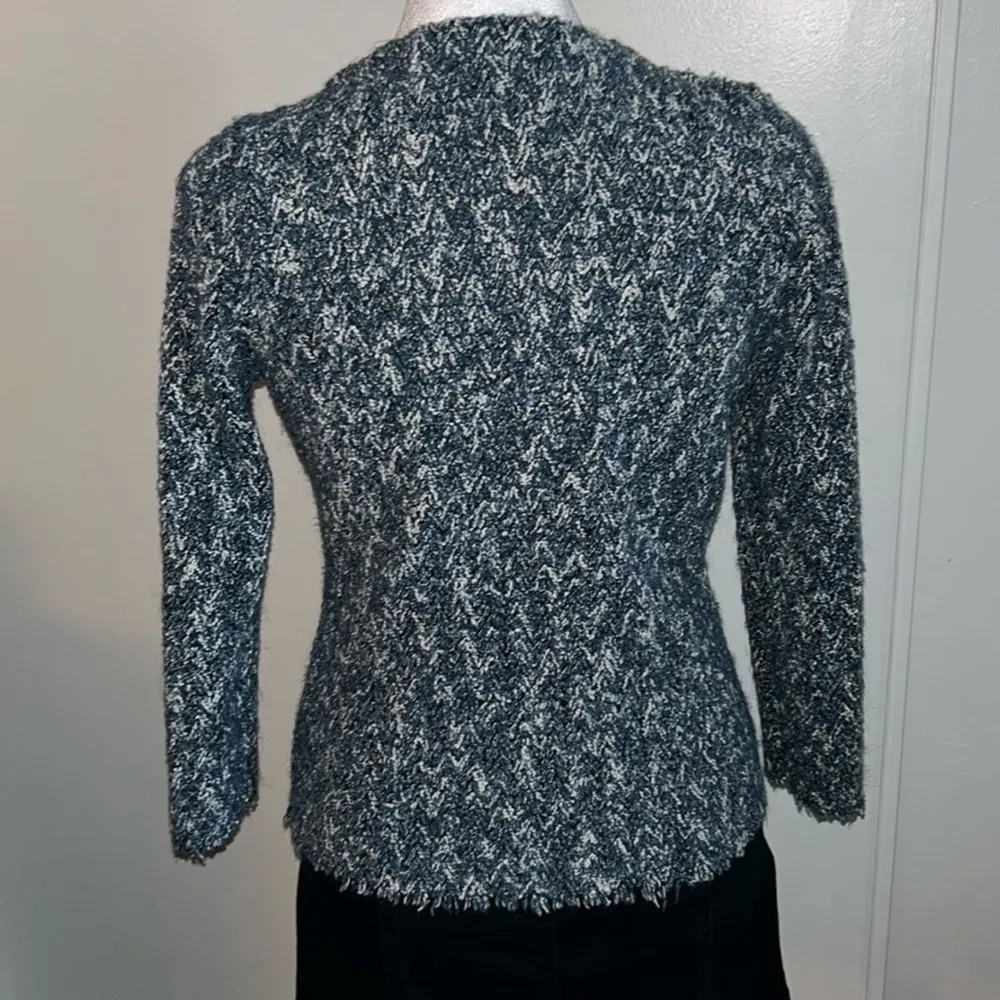 a.n.a. Sleek Tweed Style Boucle Style 3/4 Asymmetrical Zip Preppy Office Jacket - Image 6
