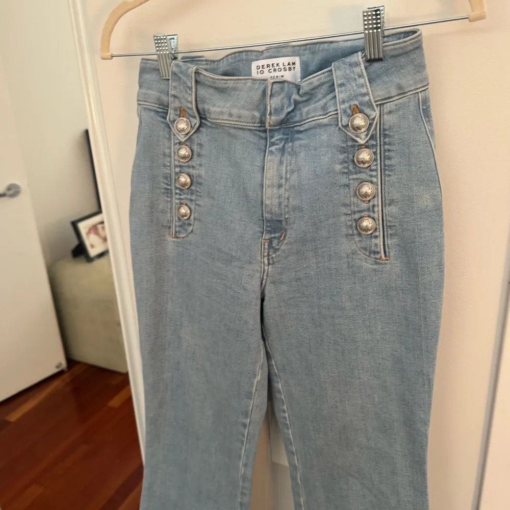 10 Crosby Derek Lam Blue Robertston Dover Light Flare Jeans Silver Size 27 - Image 5