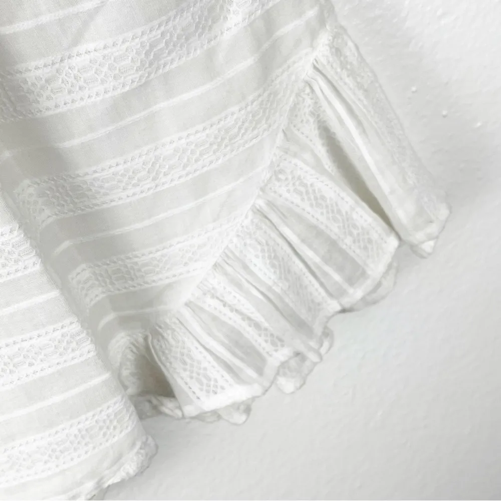 TULAROSA Rhonda White Fringe Lined Side Pockets Front Button Romper, Size Medium - Image 10