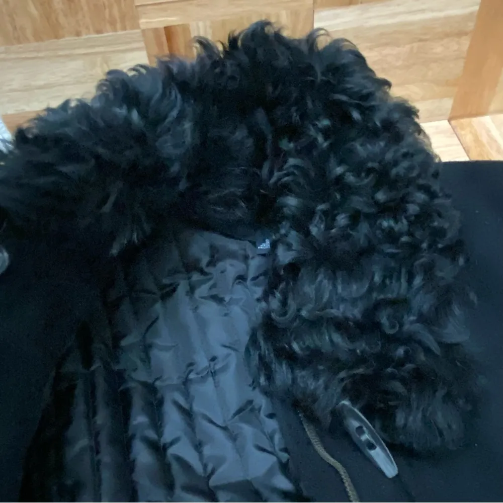 Banana Republic Black Mid Length Wool Blend Coat w/ Detachable Faux Fur Collar S - Image 13