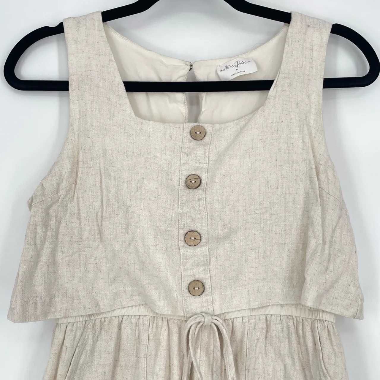 Allie Rose Linen Blend Cottage Core Scoop Neck Soft Romper‎ Size Small - Image 5
