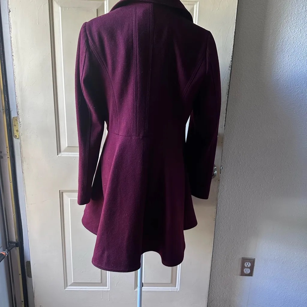 Liz Claiborne Burgundy Pea Coat with Gold Buttons - Image 7