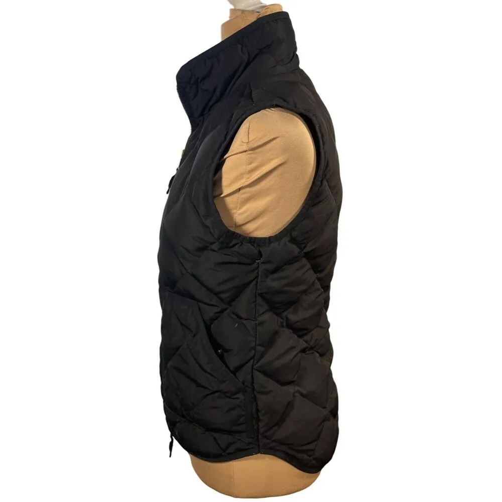 J. Crew Factory Quilted Vest Black Gold Mock Neck Size XS Extra Small - Image 2