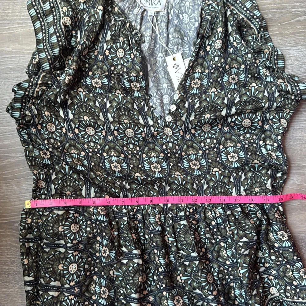 TUCKERNUCK OMIKA Wilora Double Ruffle Sleeve Mini Dress, Malia Pistachio Large Green - Image 12