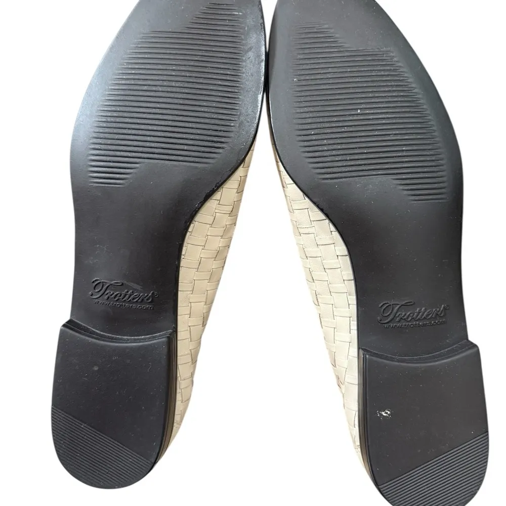 Trotters Liz Bone Beige Basket Woven Leather Loafers Casual Shoes Womens Size 8N Black - Image 8