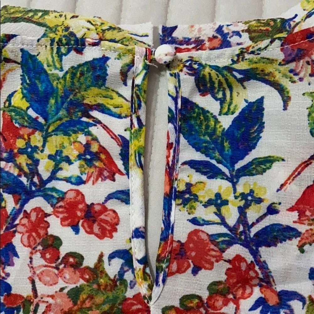 Vintage America small floral 3/4 sleeves sheer top Blue - Image 10