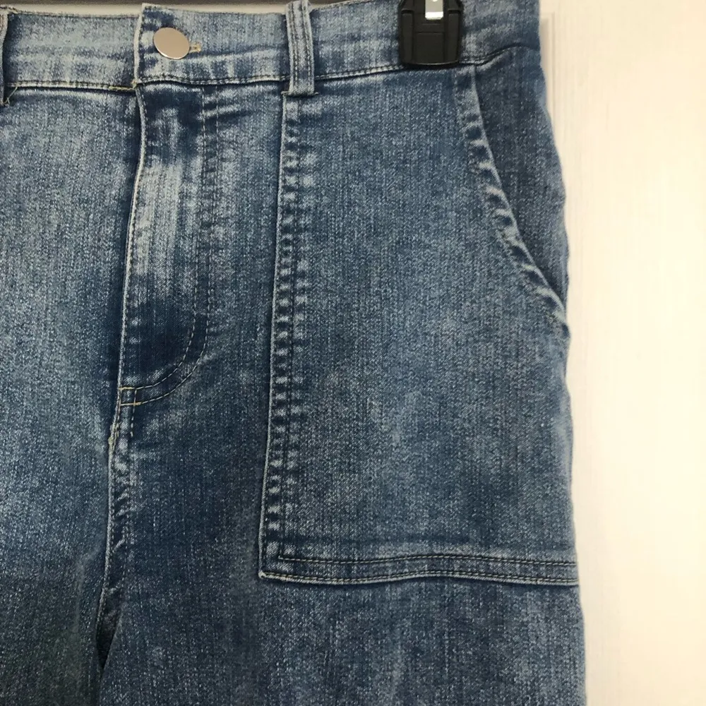 Graffiti wide leg cargo square pocket y2k 90s jeans women’s size medium festival Blue - Image 7