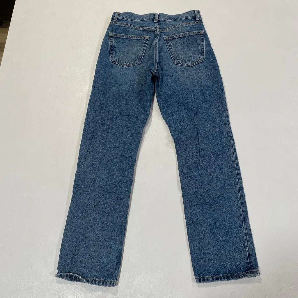 Topshop Dad Jeans W25 L30 High Rise Straight Leg Blue Denim - Image 2