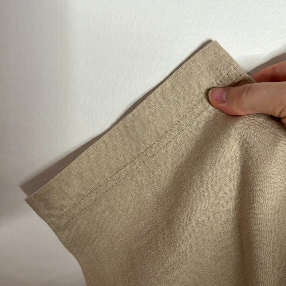 J. Crew Wide-leg seaside textured drawstring pant in linen beige hue size M tall - Image 9