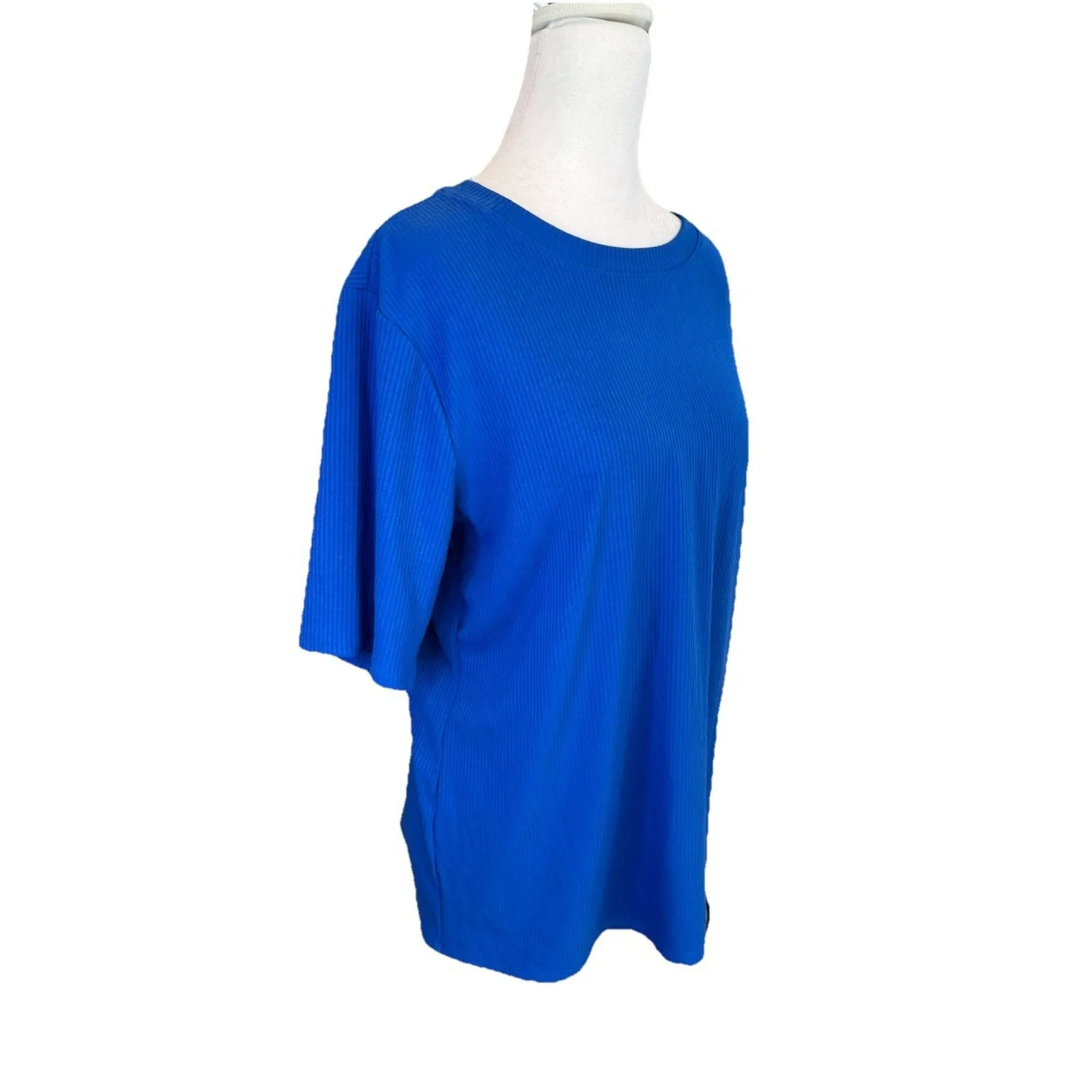 Simply Vera Wang Tee Blue Size XL Ribbed Short Sleeve Fitted Women’s Top NWT - Image 5