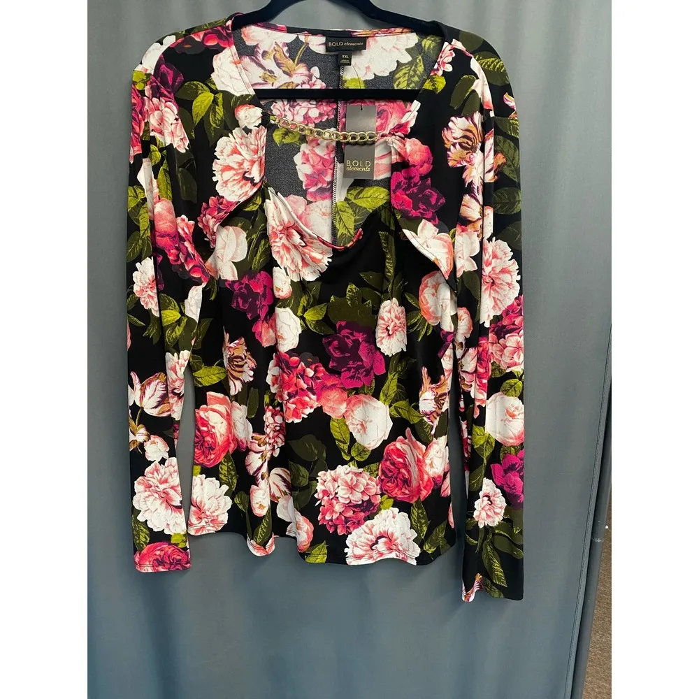 Bold Elements Plus Womens Square Neck Long Sleeve Blouse XXl  b54 - Image 4