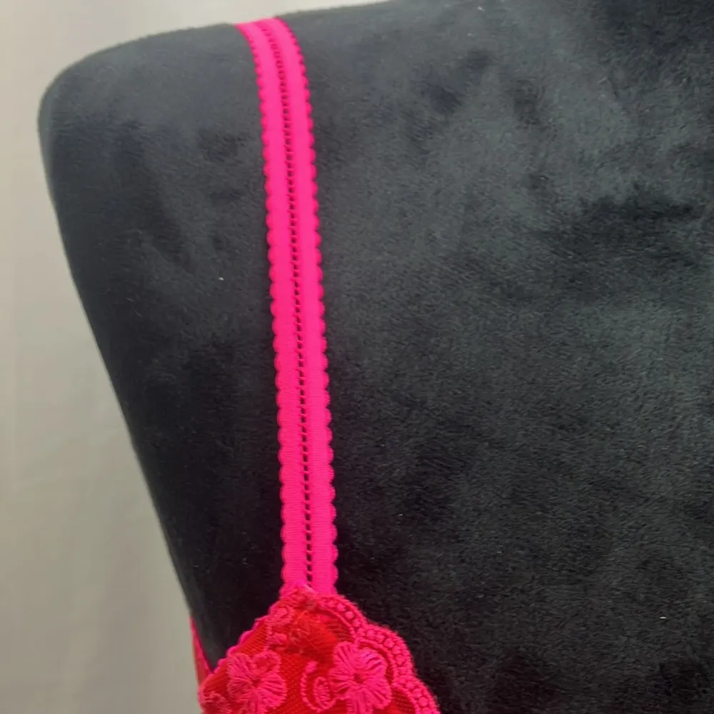 H&M red and hot pink mesh and floral print bra woman’s size 34 A - Image 4