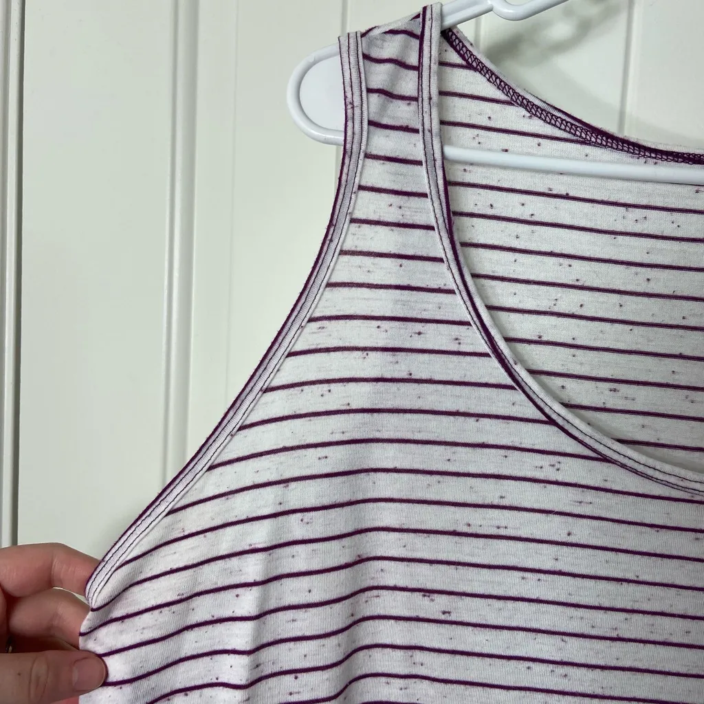 Terra & Sky women’s white burgundy striped speckled scoop neck‎ tank top summer - Image 2