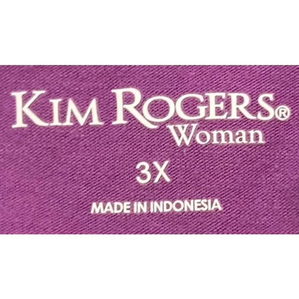 Kim Rogers Women's Purple Floral Lace Long Sleeve Pullover Blouse Size‎ 3X - Image 3