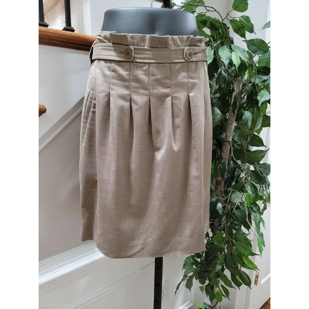 BCBGMAXAZRIA Women's Beige Wool and Spandex Knee Length Flare Skirt Size 08 - Image 11