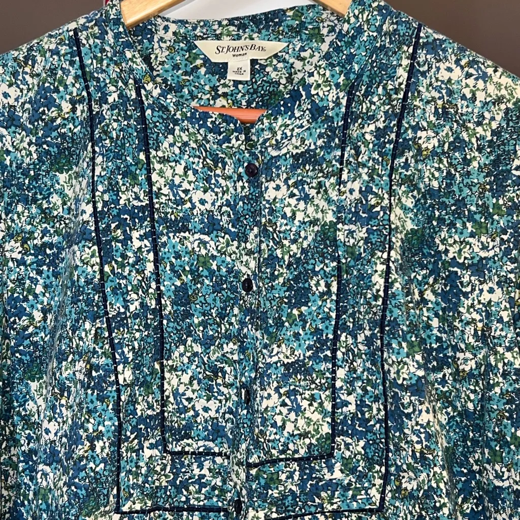 St. John's Bay Woman Blue and Green floral print peasant Top women’s size 2X - Image 10