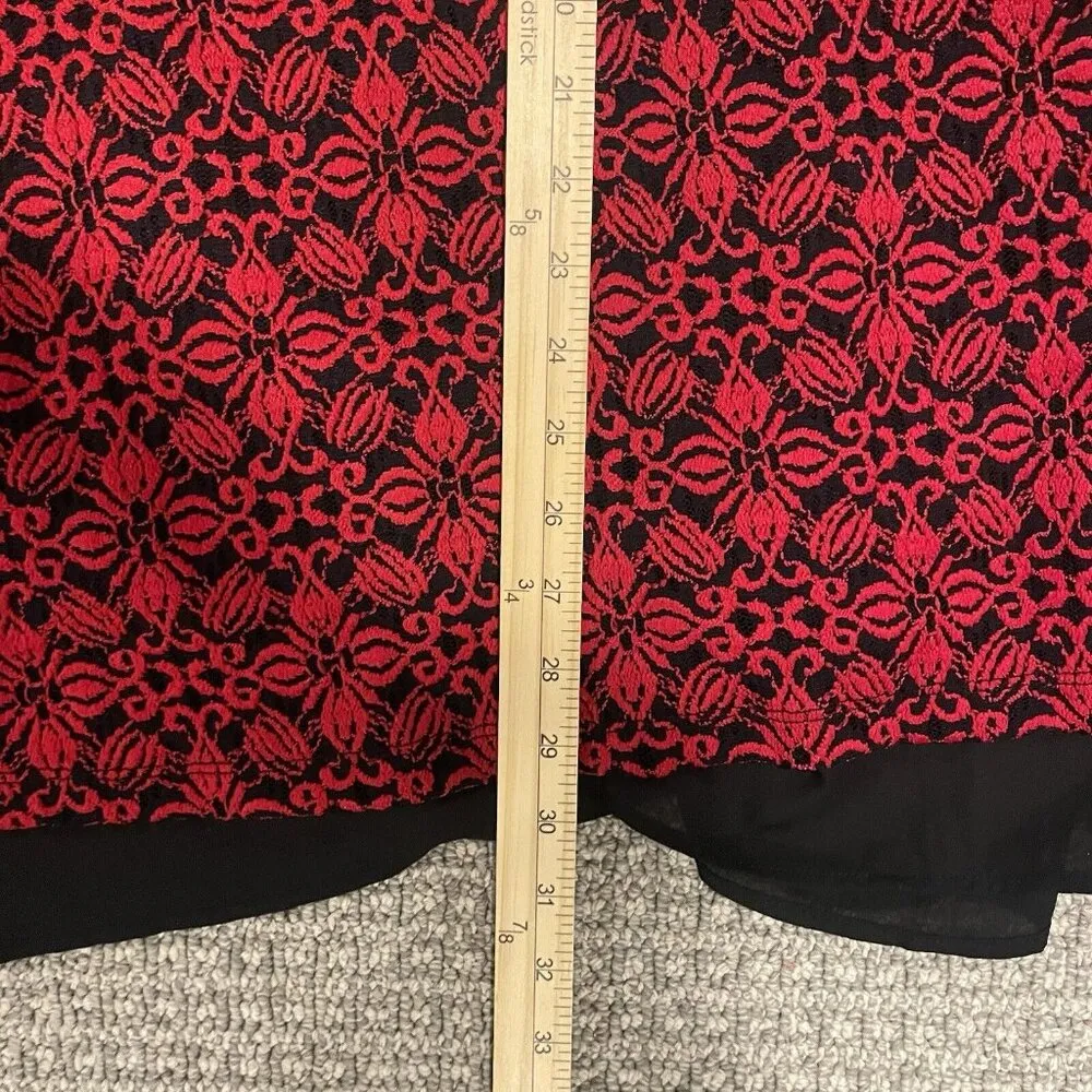 CATHERINES Womens Stretch Nylon Lace Blouse Lined Red Black 4X 30 32W Holiday - Image 8