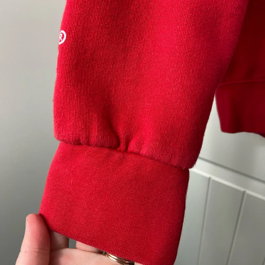 EUC Lifeguard women’s red white pullover hooded sweatshirt warm comfy lounge XL - Image 2