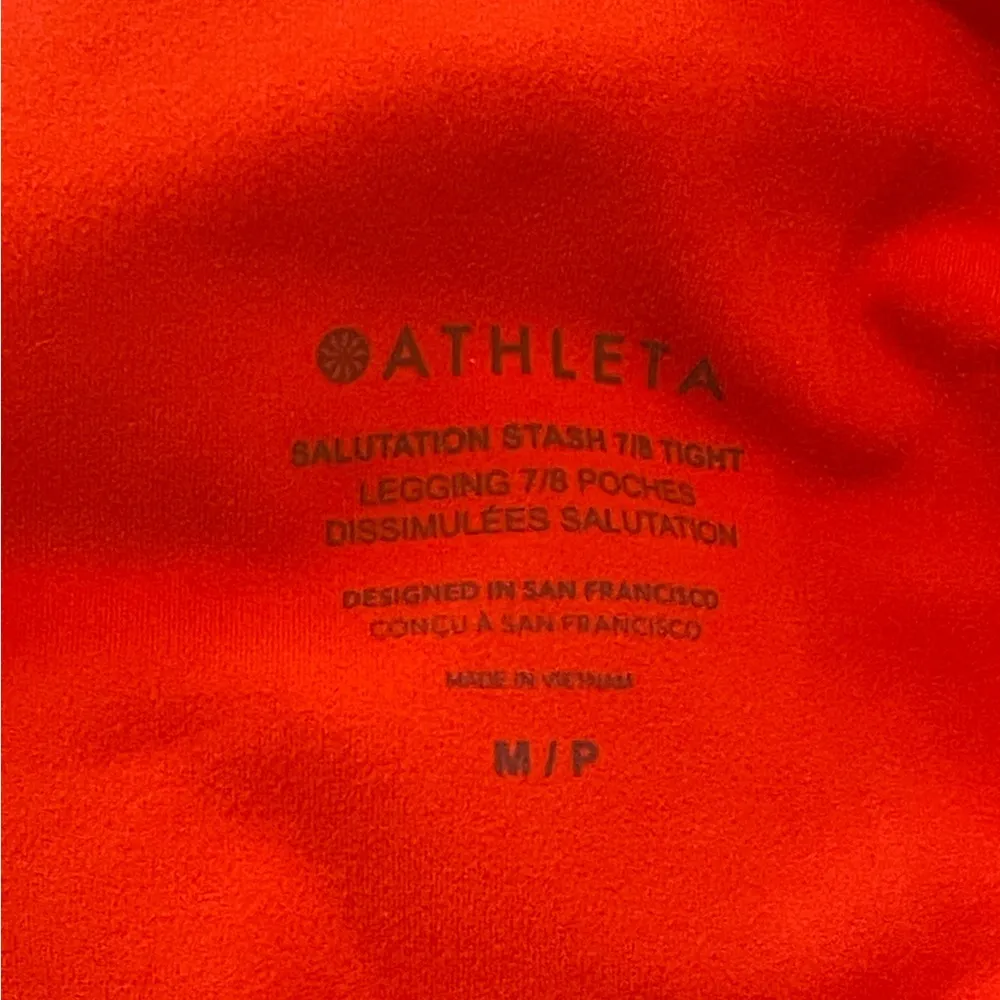 Athleta Women's Orange Salutation Stash 7/8 Tight Leggings - Image 2