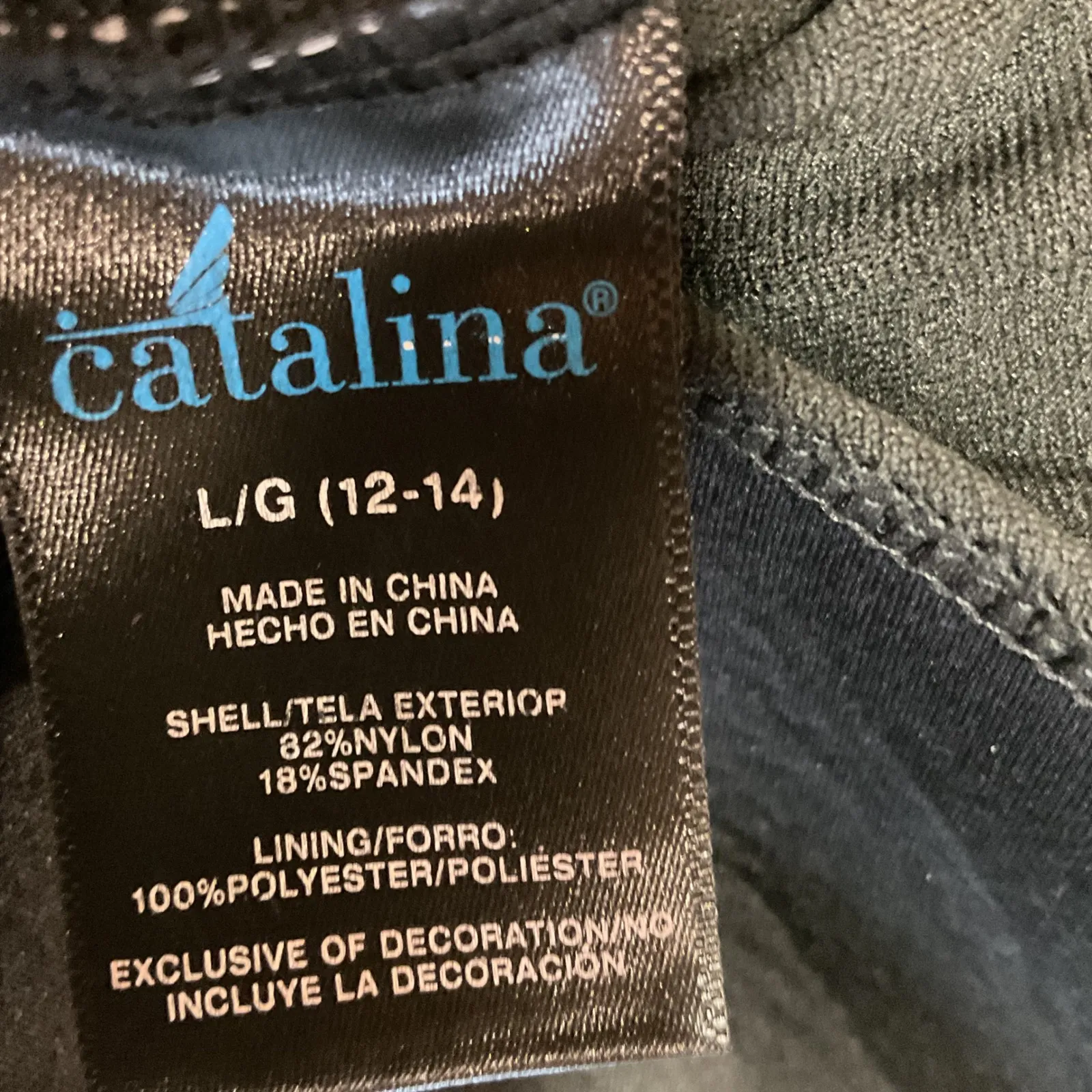 Catalina Swimsuit‎ One Piece Size L 12-14 Black Geometric Print Retro Beach - Image 4