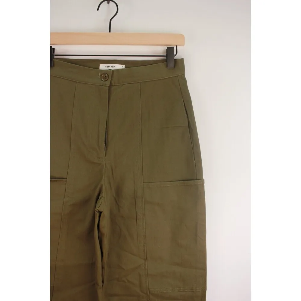 Mod Ref Womens Pants Green Straight Utility Cargo Cropped Stretch Size Small - Image 4
