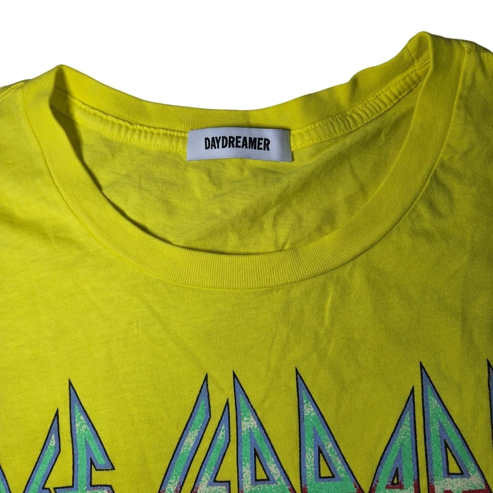 DAYDREAMER Def Leppard Hysteria Tour Long Sleeve T‎ Shirt Yellow Cotton M - Image 4