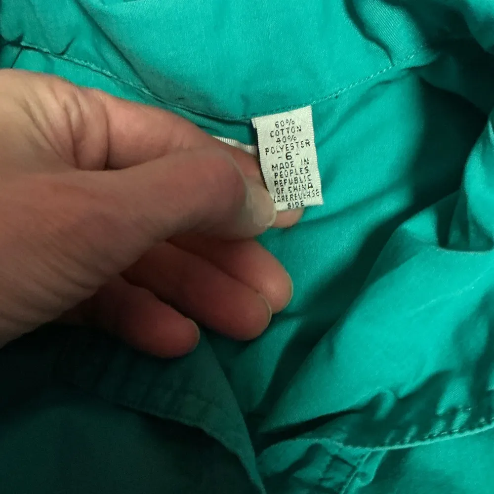 Vtg 80s turquoise button down shirt Blue Size 6 - Image 3
