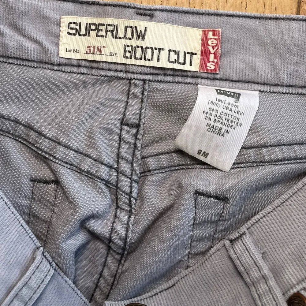 Levis Light Gray Superlow Rise Small Corduroy Bootcut Jeans - Image 7
