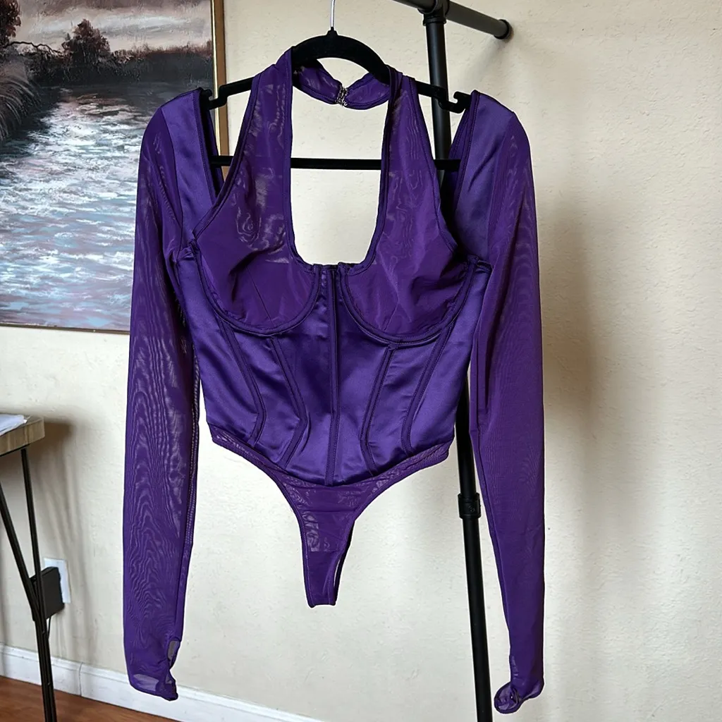 HOUSE OF CB SET  'Angharad' Grape Halterneck Corset‎ Bodysuit Colette XS NWOT XS - Image 7