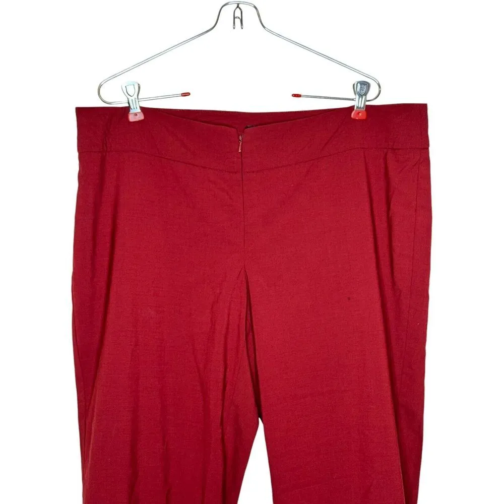 Worth Women Pants Relaxed Zipper Silk Lined Straight Leg High Waisted Red Medium - Image 4
