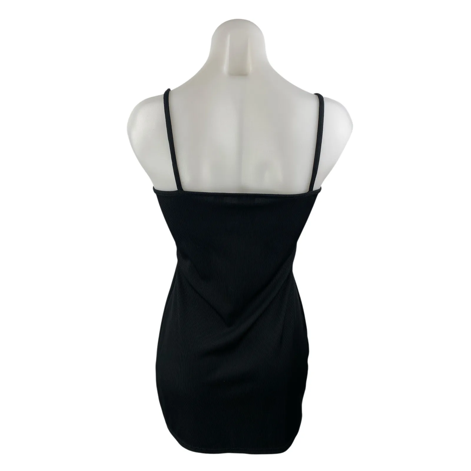 Collusion Womens Black Sleeveless Ribbed Knit Zip Cami Tank Mini Bodycon Dress 6 - Image 3