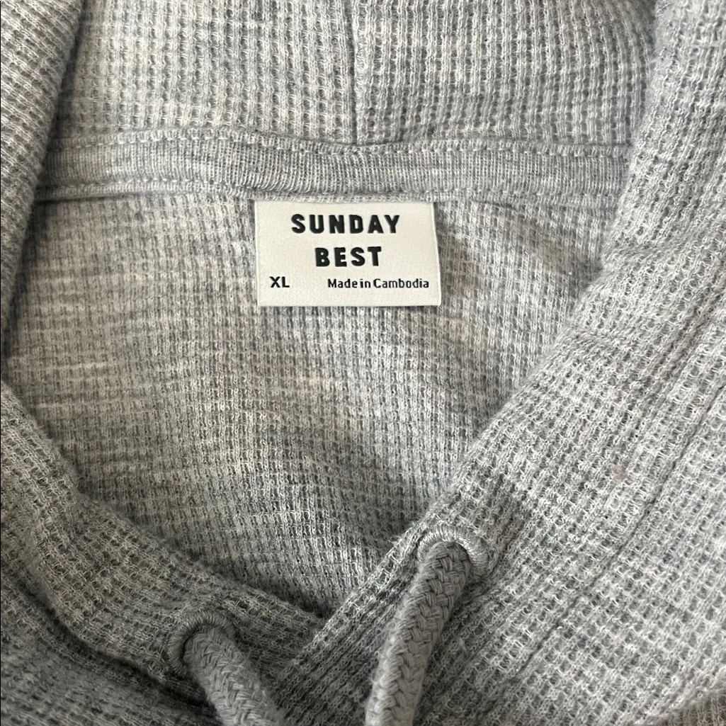 Aritzia Sunday Best Waffleknit Cropped Hoodie Gray Size XL - Image 5